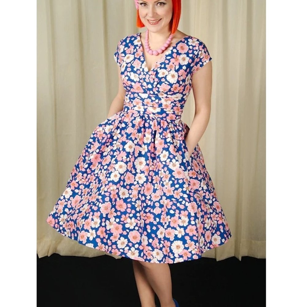 Retrolicious Blue and Pink Floral Dress
